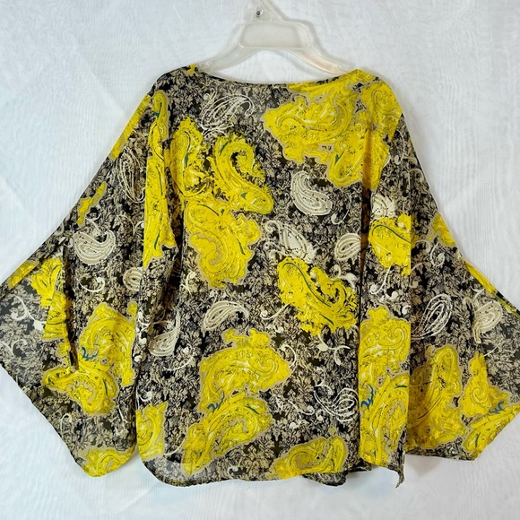 Unique Spectrum Yellow and Gray Boho Sheer Top / large - Picture 7 of 7